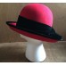 Vintage s RED w Black Trim 100% WOOL BOWLER DERBY HAT DANIELE MEUCCI ITALY  eb-94260331